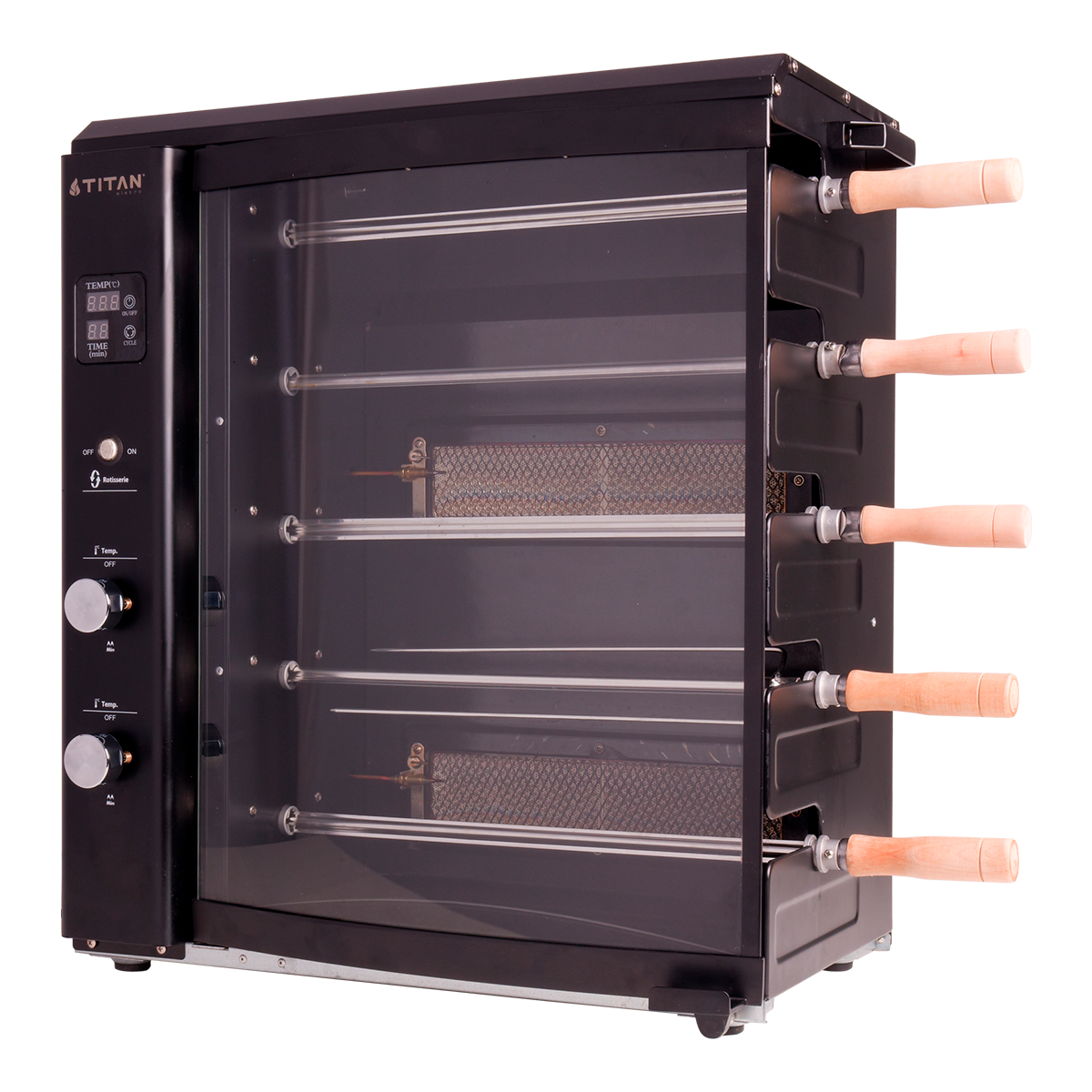 Titan Churrasqueira a Gás com 5 Espetos Rotativos Automáticos - Sem Fumaça, Ideal para Uso Interno - Série Premium