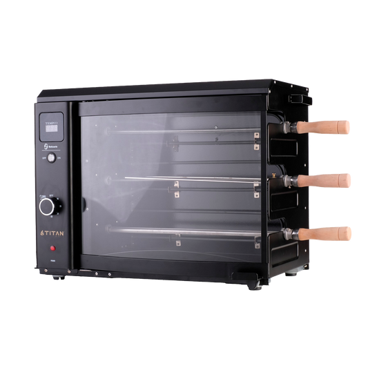 Titan Churrasqueira Elétrica com 3 Espetos Rotativos Automáticos - Sem Fumaça, Ideal para Uso Interno - 220v