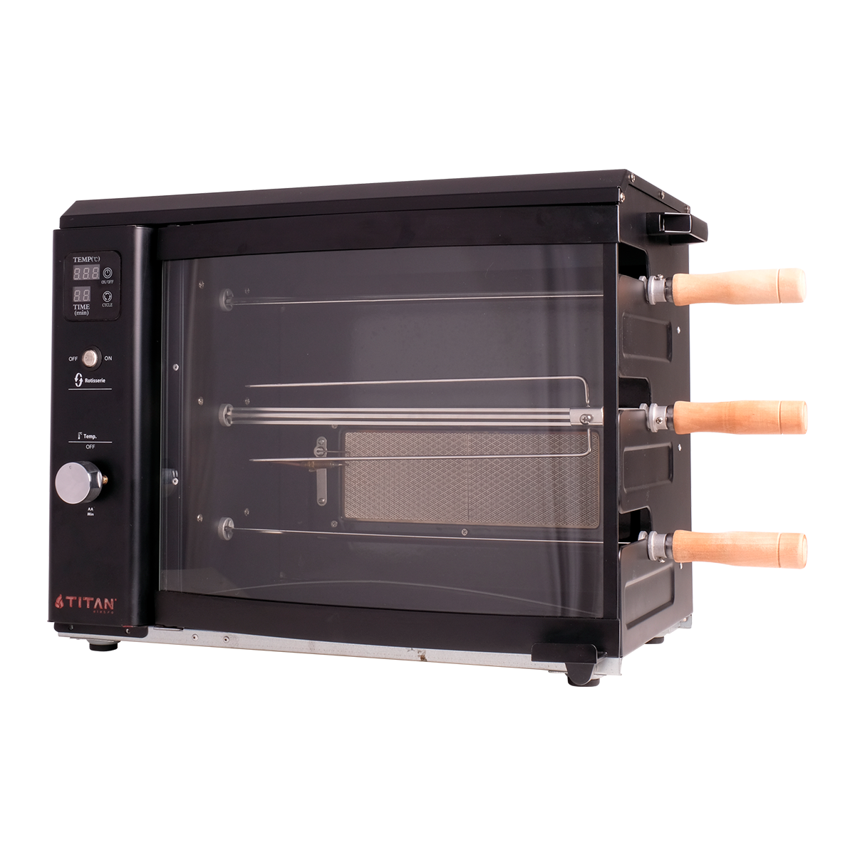 Titan Churrasqueira a Gás com 3 Espetos Rotativos Automáticos - Sem Fumaça, Ideal para Uso Interno - Série Premium