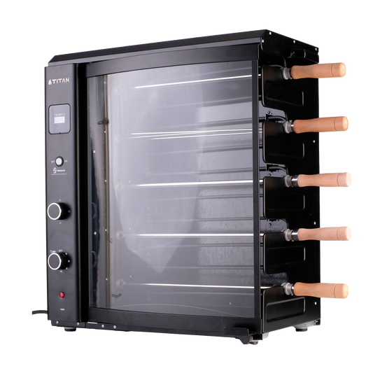 Titan Churrasqueira Elétrica com 5 Espetos Rotativos Automáticos - Sem Fumaça, Ideal para Uso Interno - 220v